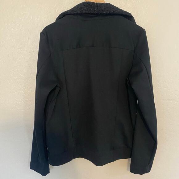 Columbia Moto Style Jacket Womens Size Large Black Sherpa - Picture 2 of 4